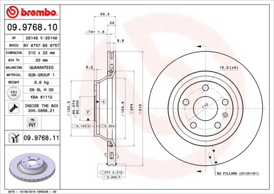 Brembo 09.9768.11 - Kočioni disk www.molydon.hr