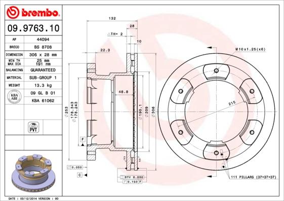 Brembo 09.9763.10 - Kočioni disk www.molydon.hr