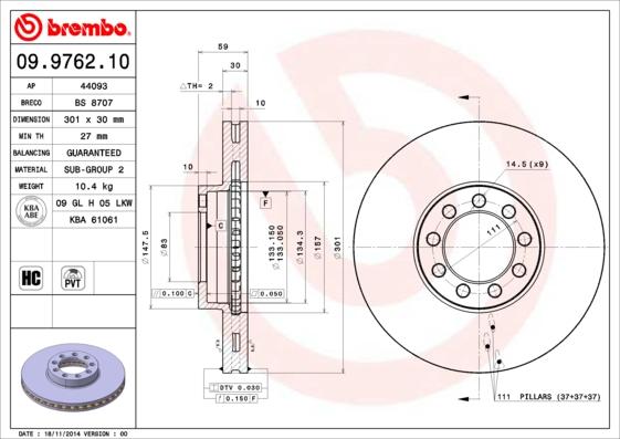 Brembo 09.9762.10 - Kočioni disk www.molydon.hr