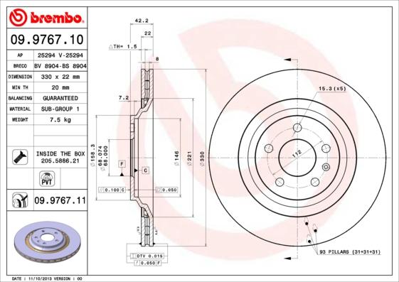 Brembo 09.9767.11 - Kočioni disk www.molydon.hr