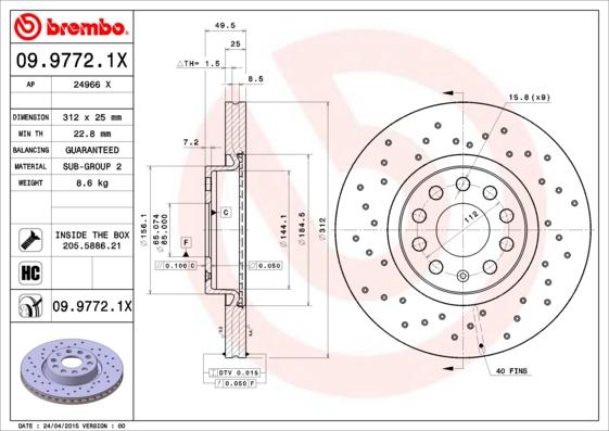 Brembo 09.9772.1X - Kočioni disk www.molydon.hr