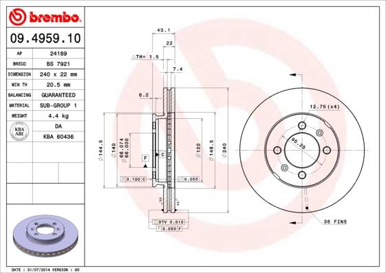 Brembo 09.4959.10 - Kočioni disk www.molydon.hr