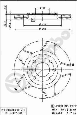 Brembo 09.4987.76 - Kočioni disk www.molydon.hr