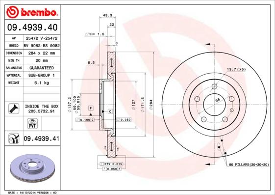 Brembo 09.4939.40 - Kočioni disk www.molydon.hr