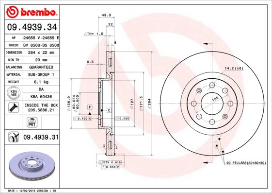 Brembo 09.4939.34 - Kočioni disk www.molydon.hr