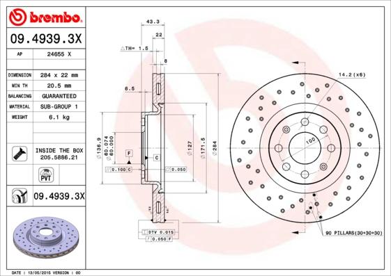 Brembo 09.4939.3X - Kočioni disk www.molydon.hr