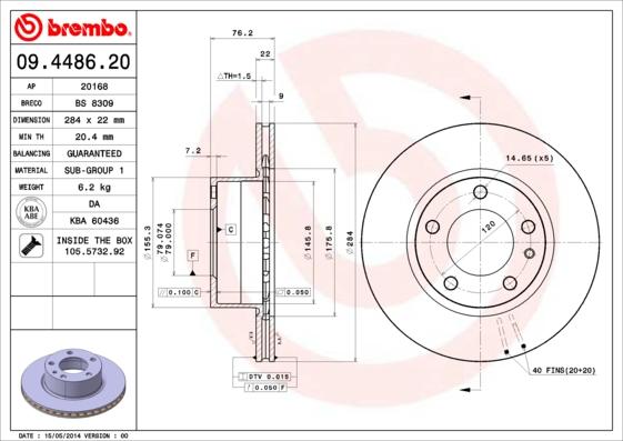 Brembo 09.4486.20 - Kočioni disk www.molydon.hr