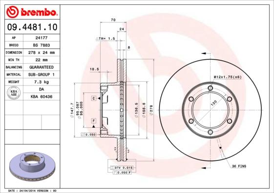 Brembo 09.4481.10 - Kočioni disk www.molydon.hr