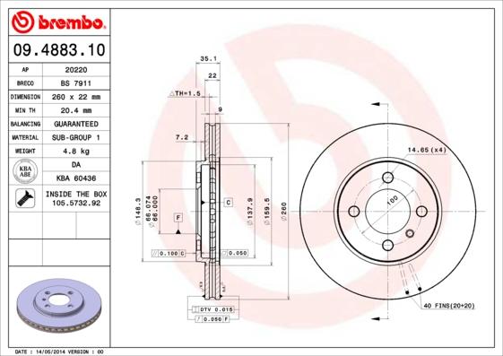 Brembo 09.4883.10 - Kočioni disk www.molydon.hr