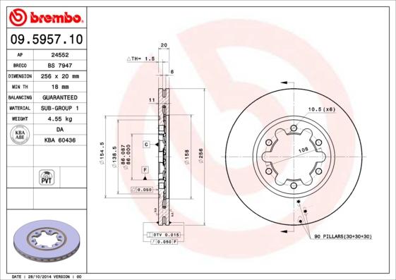 Brembo 09.5957.10 - Kočioni disk www.molydon.hr