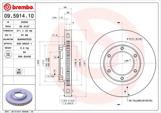 Brembo 09.5914.10 - Kočioni disk www.molydon.hr