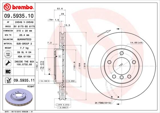 Brembo 09.5935.11 - Kočioni disk www.molydon.hr