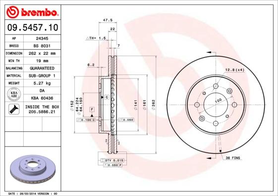 Brembo 09.5457.10 - Kočioni disk www.molydon.hr