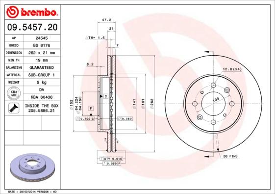 Brembo 09.5457.20 - Kočioni disk www.molydon.hr