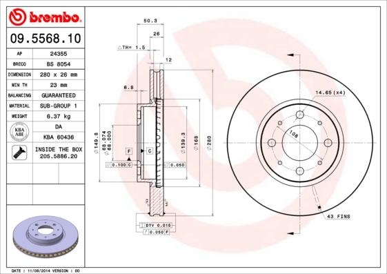 Brembo 09.5568.10 - Kočioni disk www.molydon.hr