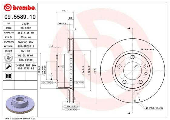 Brembo 09.5589.10 - Kočioni disk www.molydon.hr