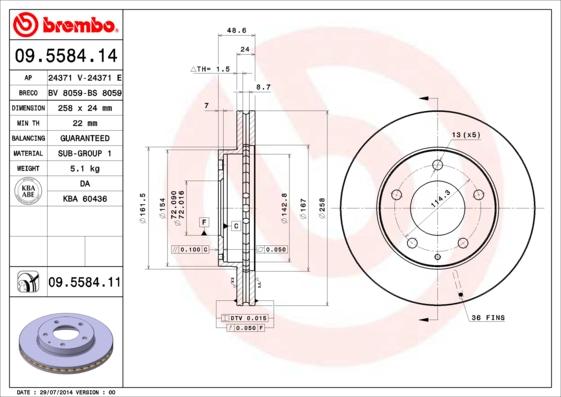 Brembo 09.5584.14 - Kočioni disk www.molydon.hr