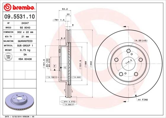 Brembo 09.5531.10 - Kočioni disk www.molydon.hr