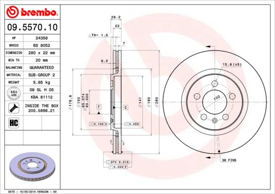 Brembo 09.5570.10 - Kočioni disk www.molydon.hr