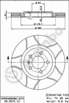 Brembo 09.5570.75 - Kočioni disk www.molydon.hr