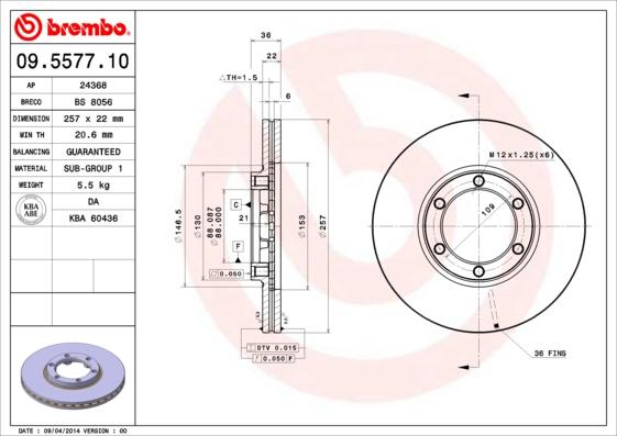 Brembo 09.5577.10 - Kočioni disk www.molydon.hr