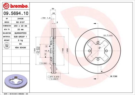 Brembo 09.5694.10 - Kočioni disk www.molydon.hr