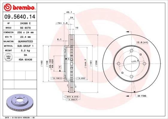 Brembo 09.5640.11 - Kočioni disk www.molydon.hr