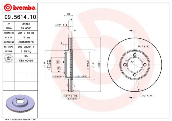 Brembo 09.5614.10 - Kočioni disk www.molydon.hr