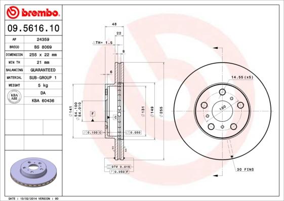 Brembo 09.5616.10 - Kočioni disk www.molydon.hr