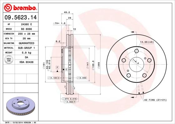 Brembo 09.5623.11 - Kočioni disk www.molydon.hr