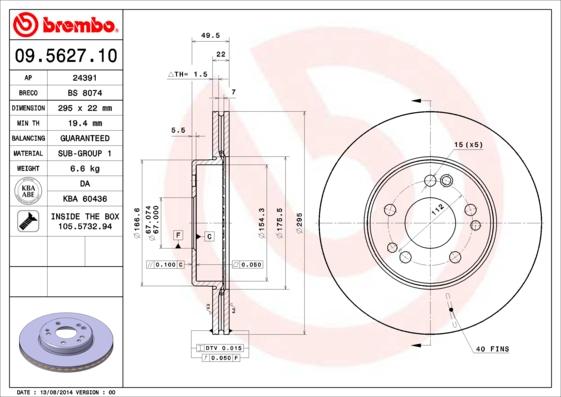 Brembo 09.5627.10 - Kočioni disk www.molydon.hr