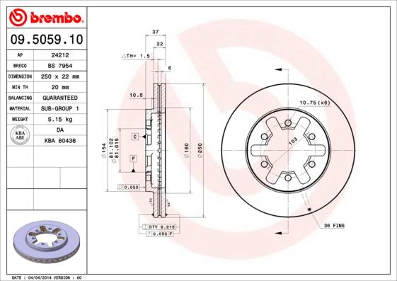 Brembo 09.5059.10 - Kočioni disk www.molydon.hr