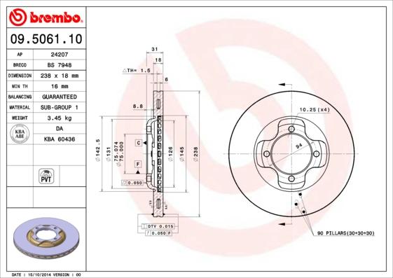 Brembo 09.5061.10 - Kočioni disk www.molydon.hr