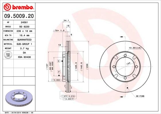 Brembo 09.5009.20 - Kočioni disk www.molydon.hr