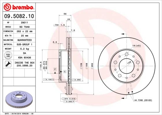 Brembo 09.5082.10 - Kočioni disk www.molydon.hr