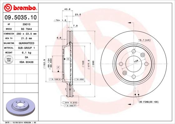 Brembo 09.5035.10 - Kočioni disk www.molydon.hr