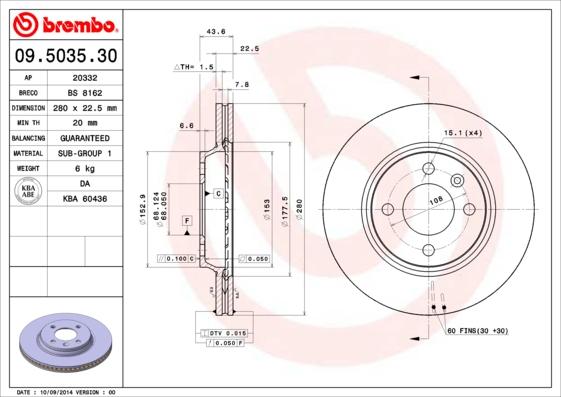 Brembo 09.5035.30 - Kočioni disk www.molydon.hr