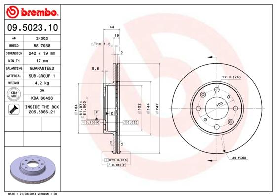 Brembo 09.5023.10 - Kočioni disk www.molydon.hr