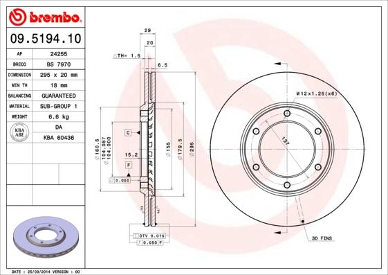 Brembo 09.5194.10 - Kočioni disk www.molydon.hr