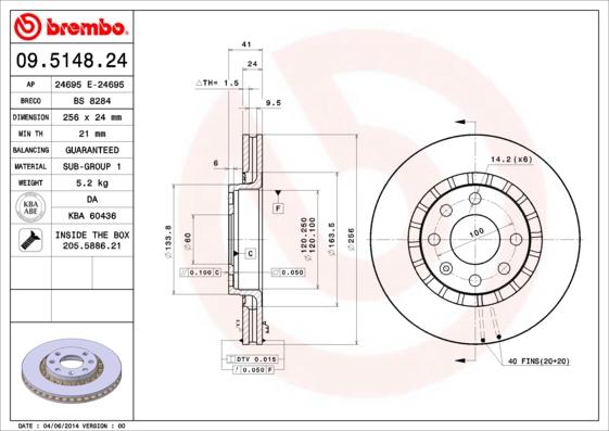 Brembo 09.5148.24 - Kočioni disk www.molydon.hr