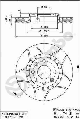 Brembo 09.5148.76 - Kočioni disk www.molydon.hr