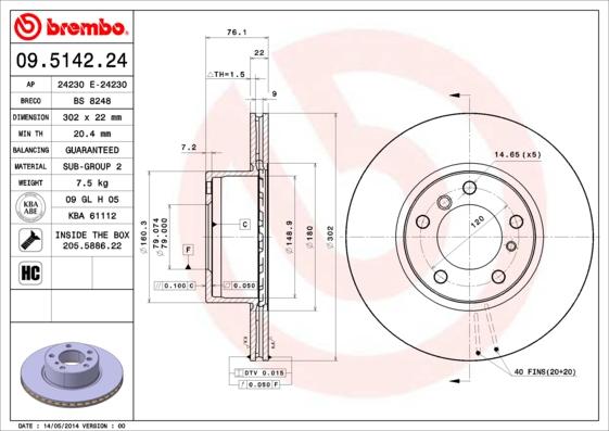 Brembo 09.5142.24 - Kočioni disk www.molydon.hr