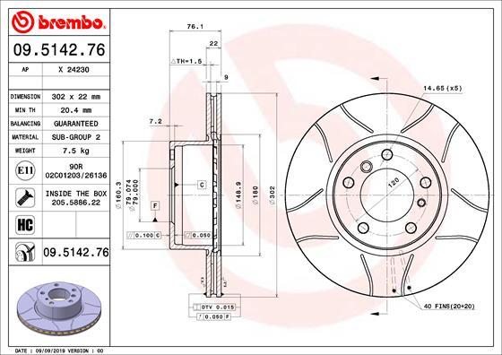 Brembo 09.5142.76 - Kočioni disk www.molydon.hr