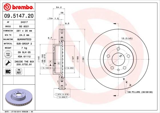 Brembo 09.5147.20 - Kočioni disk www.molydon.hr