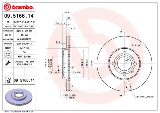 Brembo 09.5166.11 - Kočioni disk www.molydon.hr