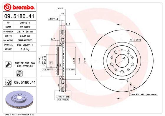 Brembo 09.5180.41 - Kočioni disk www.molydon.hr