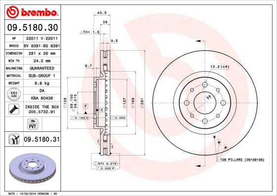 Brembo 09.5180.30 - Kočioni disk www.molydon.hr