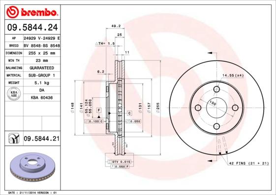 Brembo 09.5844.21 - Kočioni disk www.molydon.hr