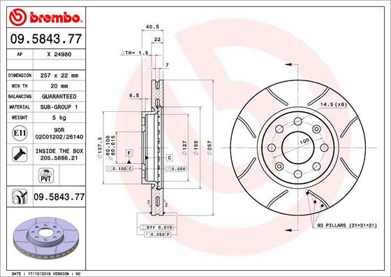 Brembo 09.5843.77 - Kočioni disk www.molydon.hr