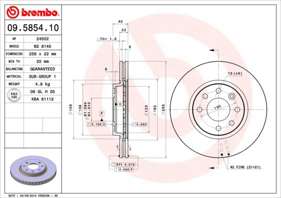 Brembo 09.5854.10 - Kočioni disk www.molydon.hr